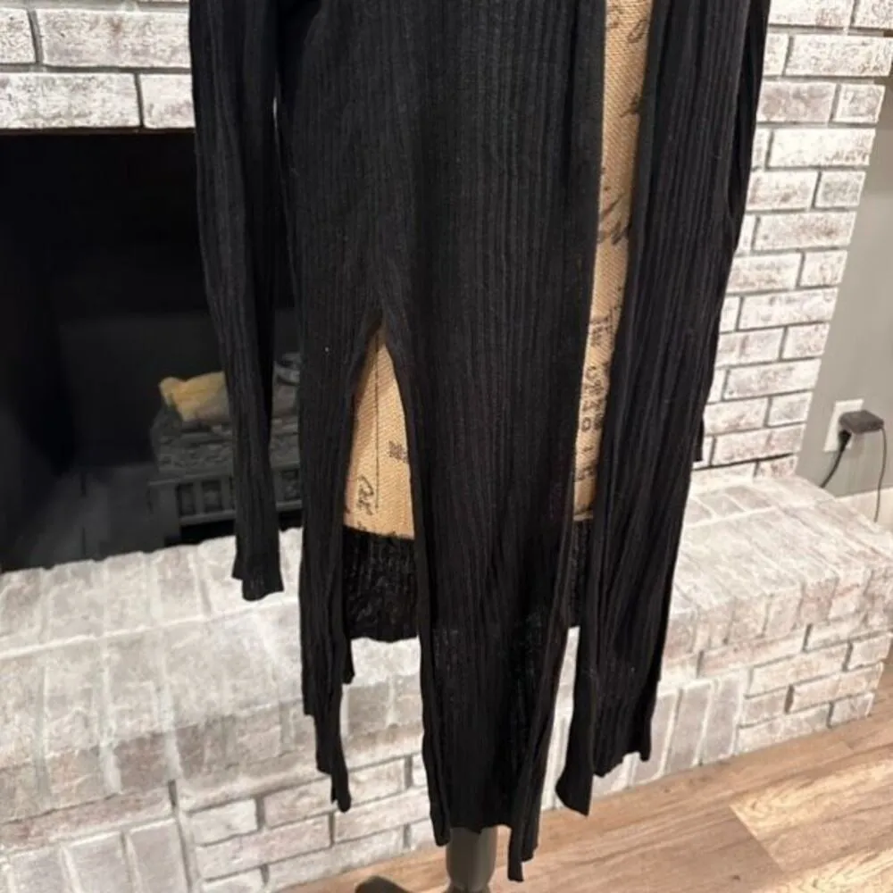 MM‎ Lafleur Women's Ribbed Knit Open Front Duster Cardigan Sweater Black Small - Image 4