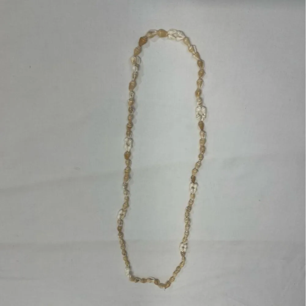 Vintage Seashell Necklace statement 34” Pullover Mini Conch Shells Brown - Image 6