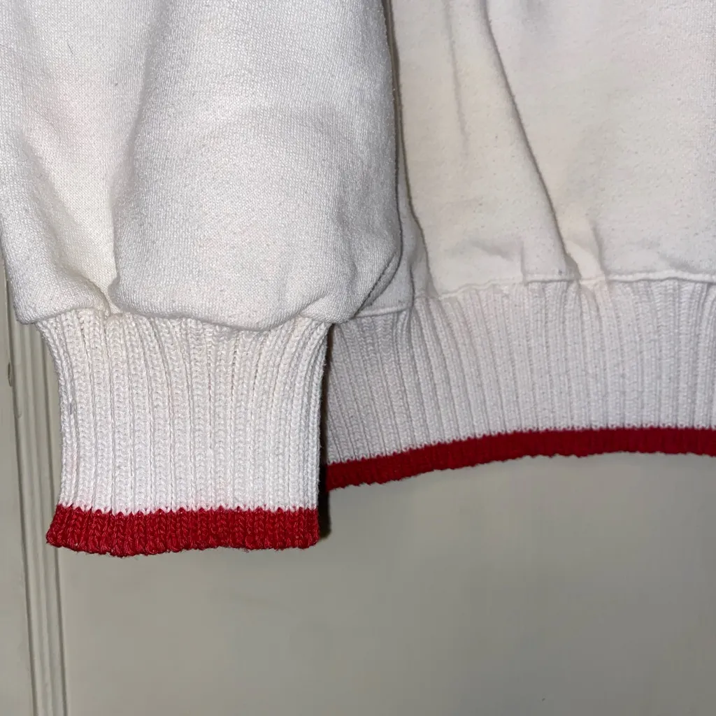 Vintage Sports Accent Ugly Christmas Sweatshirt/Sweater Collared White XL 70/80s - Image 5