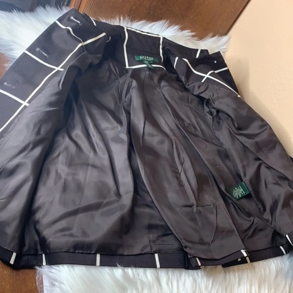 Lauren Ralph Lauren Brown & White Swing Checked Jacket Blazer Size PP - Image 10