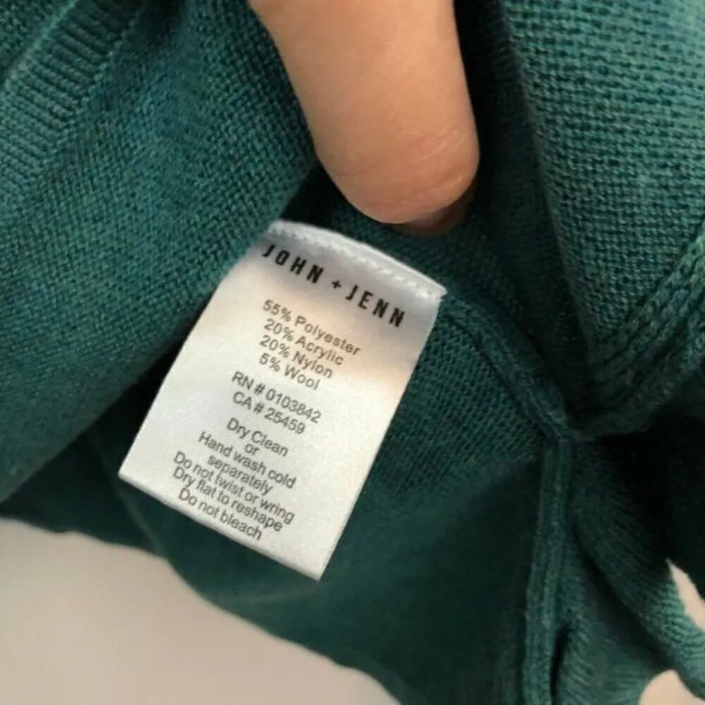 NEW JOHN JENN Asymmetrical Ruffle Sweater Teal Blue WOOL Etc Long Sleeve Medium - Image 7