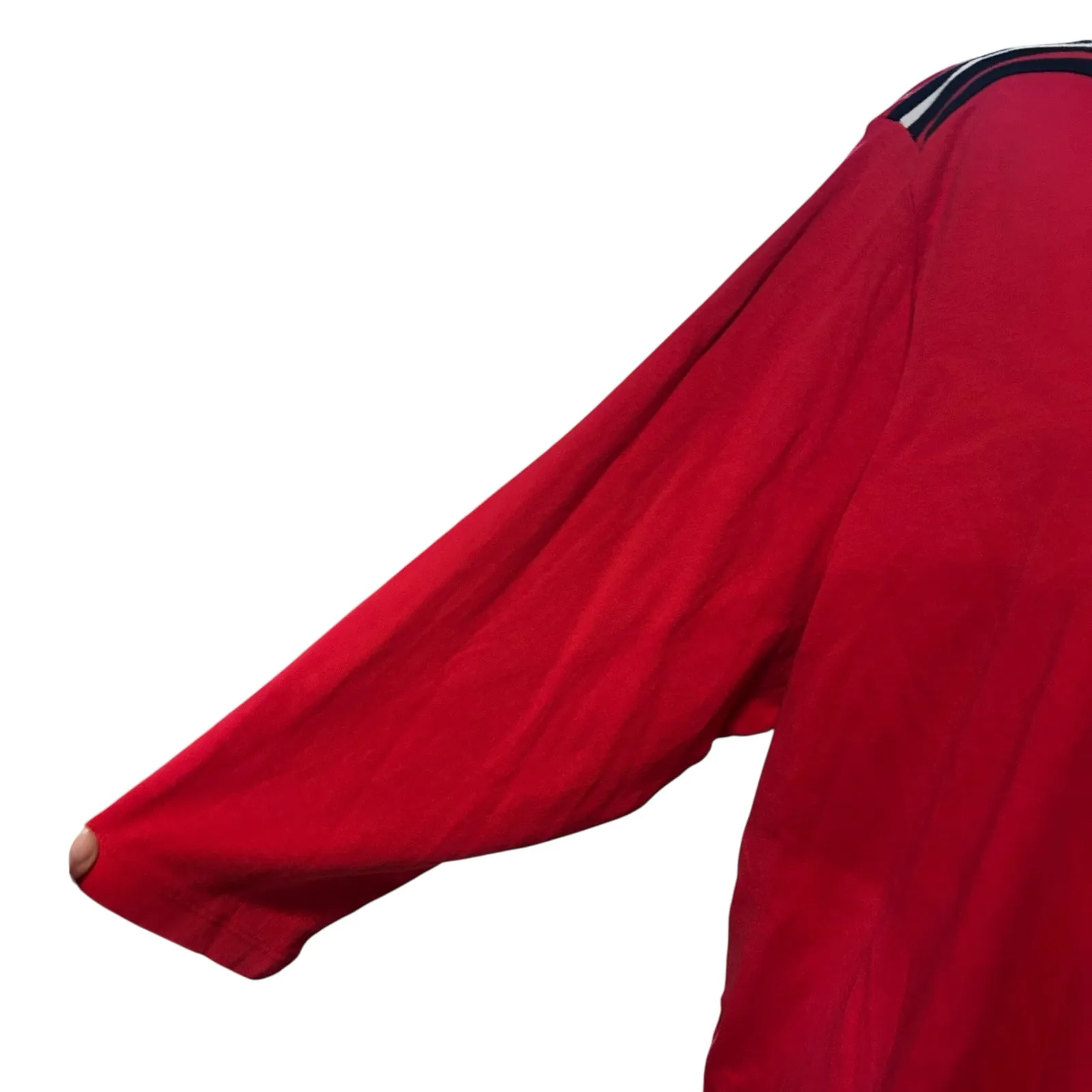 Tommy Hilfiger Top SZ 2XL Red w/ Black White Strip Across Shoulders Logo Preppy - Image 5