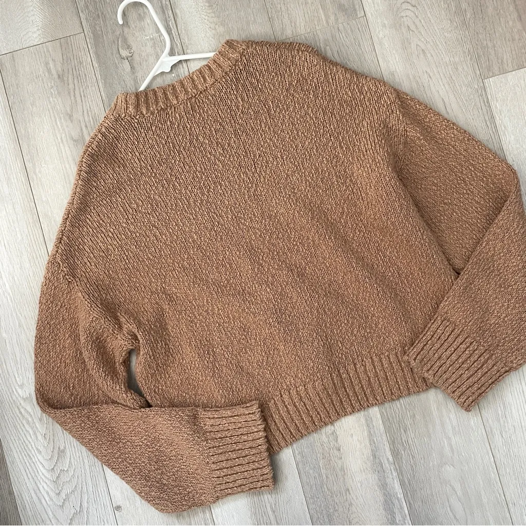 White + Warren Sweater cotton slub easy crewneck womens Brown (small) minimalist Tan - Image 5