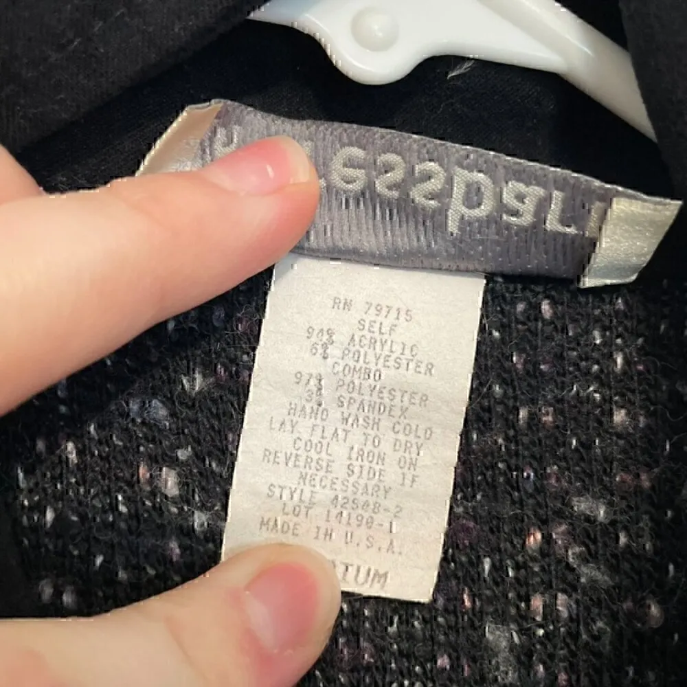 VINTAGE VTG DRESSBARN Various Purple Lilac Black Marled Full Zip Fuzzy Knit Vest - Image 7