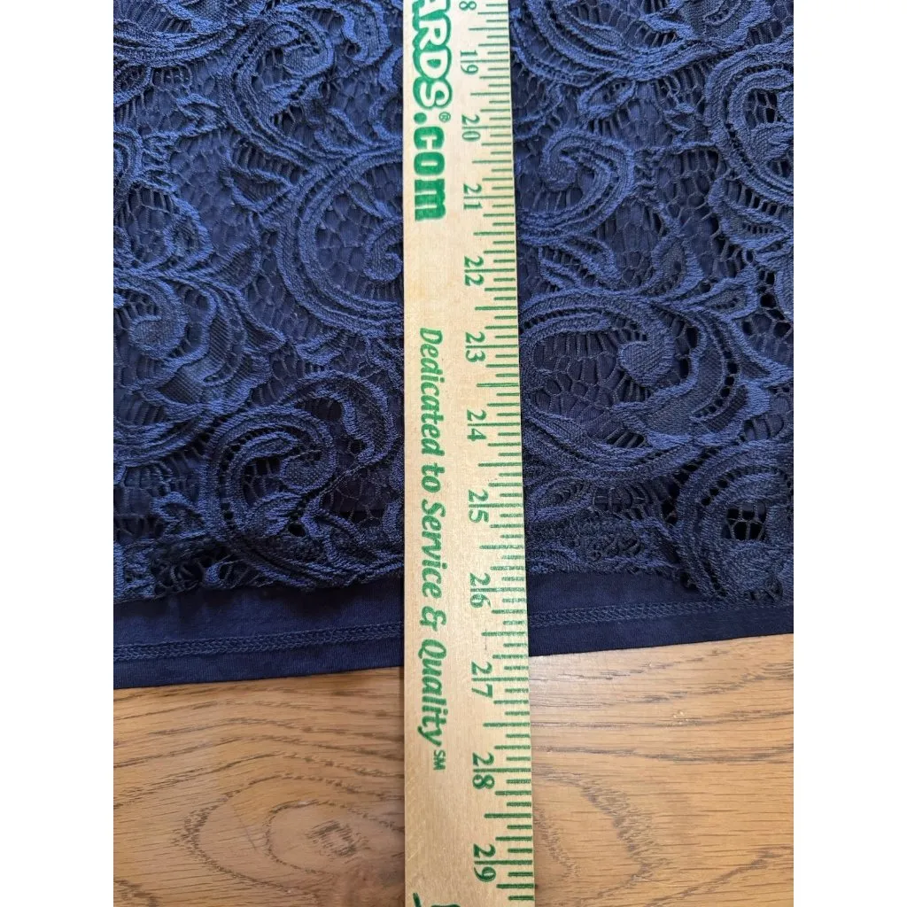 Adrianna Papell Women's XL Blue Lace Overlay Stretch Sleeveless Tank Blouse‎ - Image 3