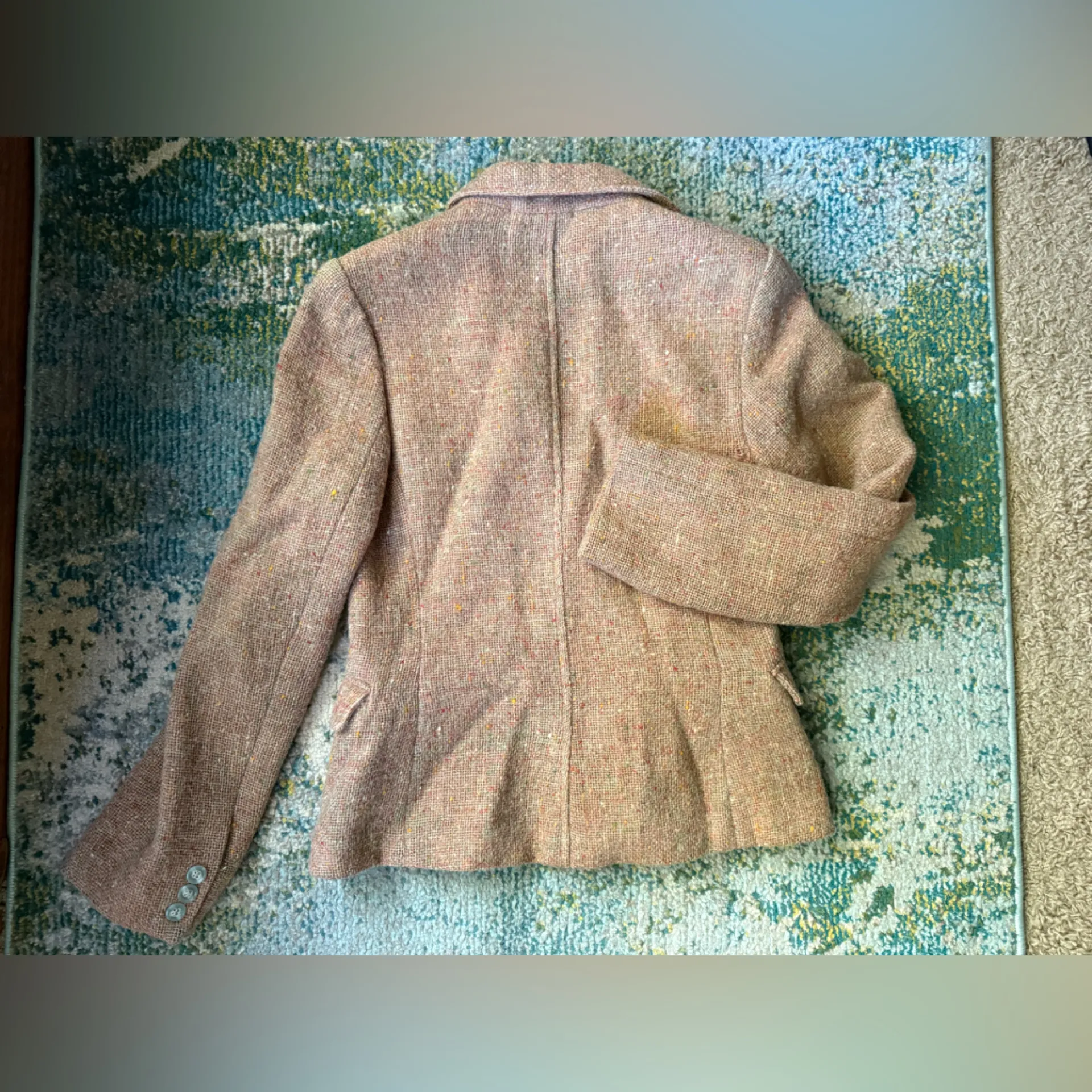 Vintage 60/70s Casual Corner tweed skirt blazer suit set, size medium Orange - Image 10