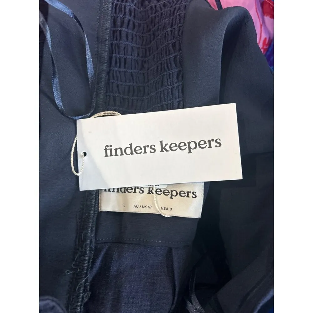 Finders Keepers Limoncello Cutout Knot Linen Midi Dress Navy Blue Size US Large - Image 7