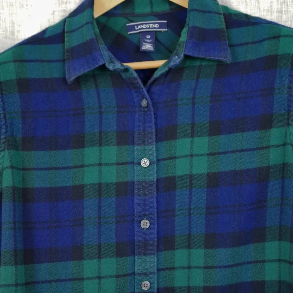 Ladies' Lands End Tartan Flannel Shirt Size 12 - Image 6