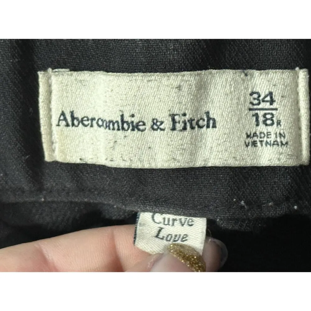 Abercrombie & Fitch Curve Love Black Pleated Wide Leg Trousers Pants Size 34, 18 - Image 4