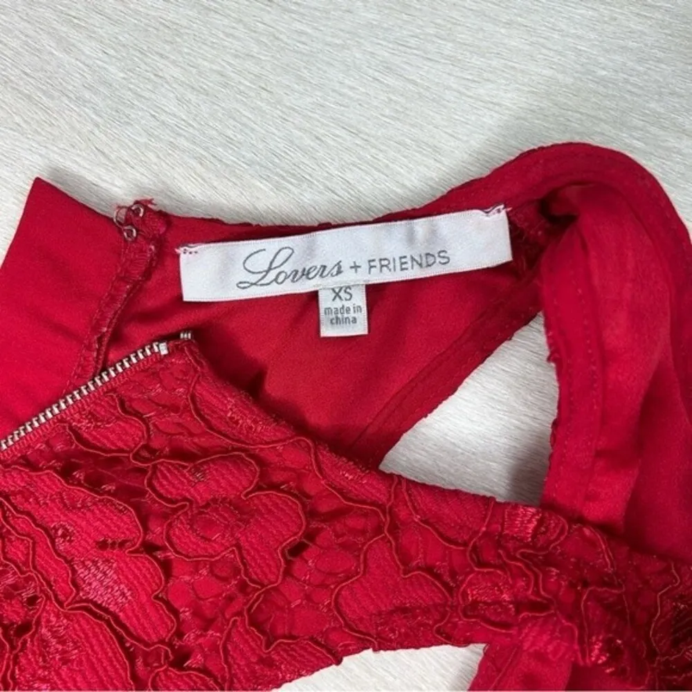 Lovers + Friends red floral lace mini shift dress women's size XS - Image 10