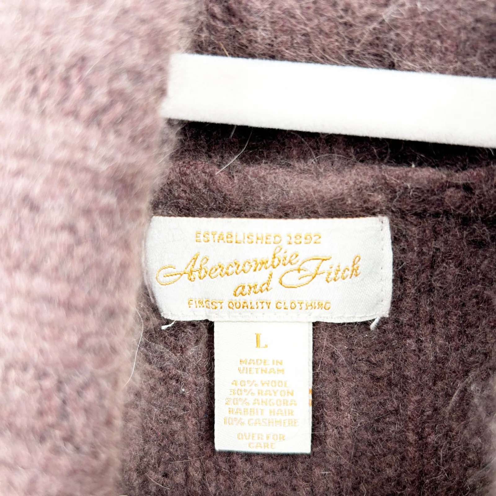 Abercrombie & Fitch Womens Vintage Wool Cashmere Blend Cable Knit‎ Sweater Large - Image 4