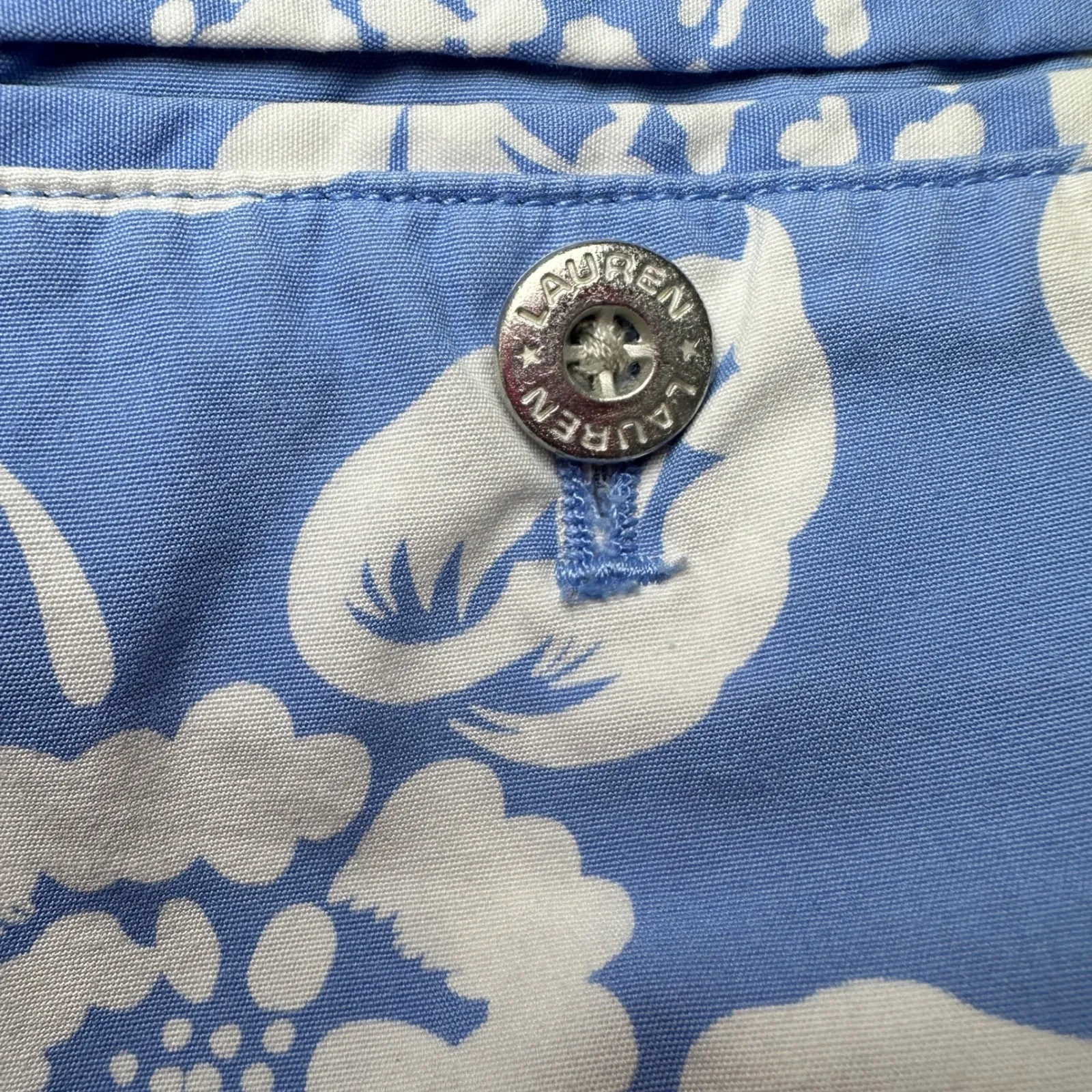 Lauren Ralph Lauren Women 16 Blue White Floral Capri Pants Cropped Resort Cotton - Image 10