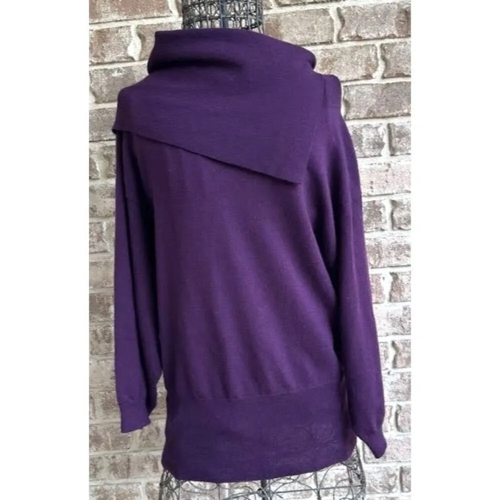 Vintage Tweeds Womens Merino Wool Sweater XL Purple Cowl Neck Business Casual - Image 2