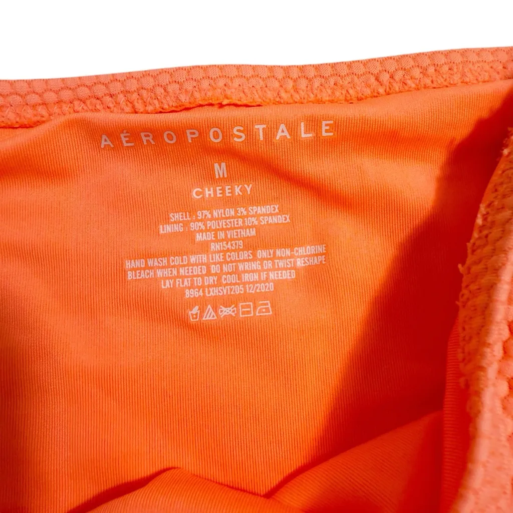 Aeropostale Neon Ruched Scoop-Neck Bikini‎ Top and Cheeky Bottom size M - Image 2