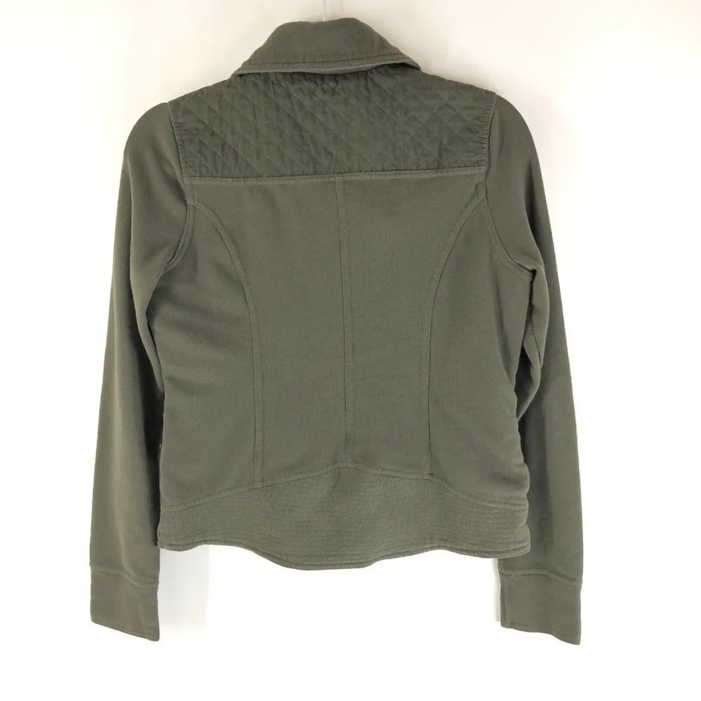 Hollister Womens Jacket Double Breasted Pockets Quilted Olive Green S - Image 2