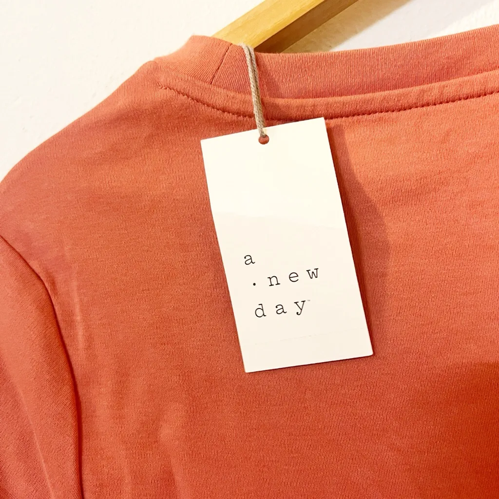 A new day cotton cuffed sleeve midi tshirt orange/red short sleeve dress - Image 8