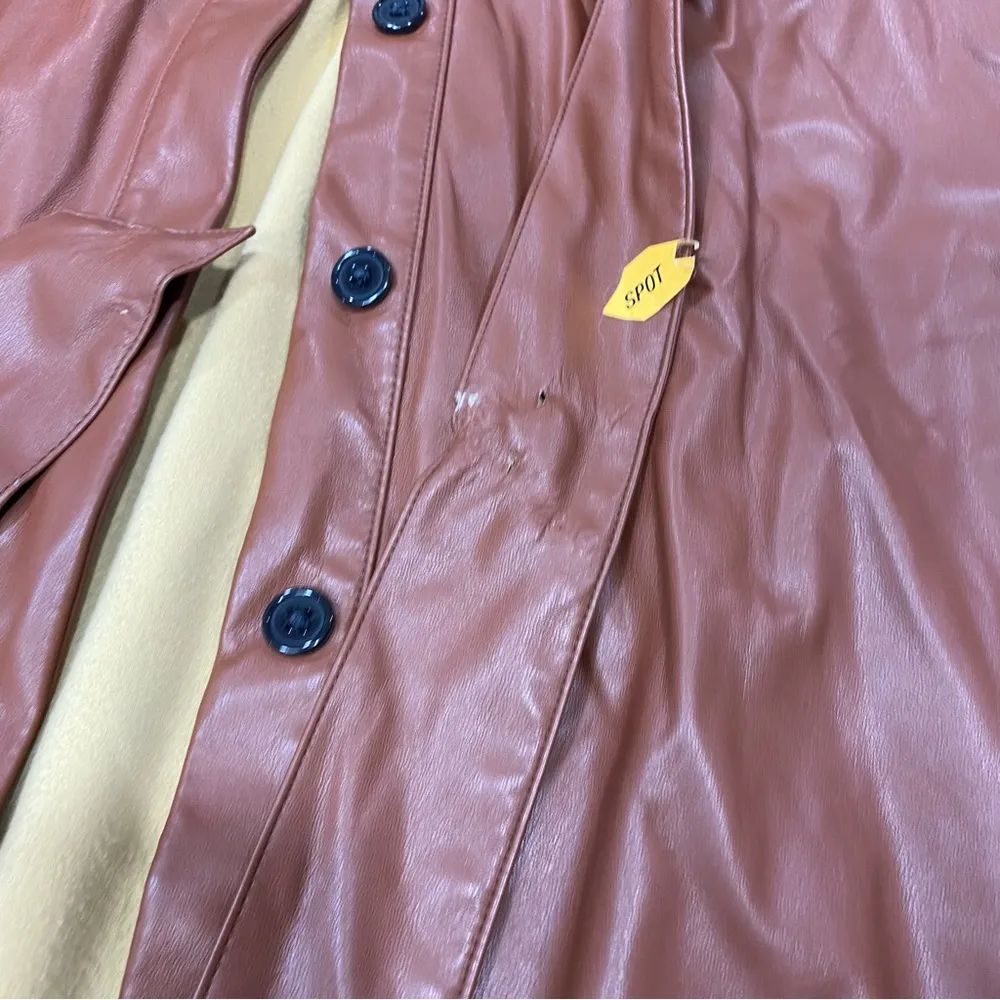 Marissa Webb Faux Leather Shirt Dress Size 10 Brown - Image 6