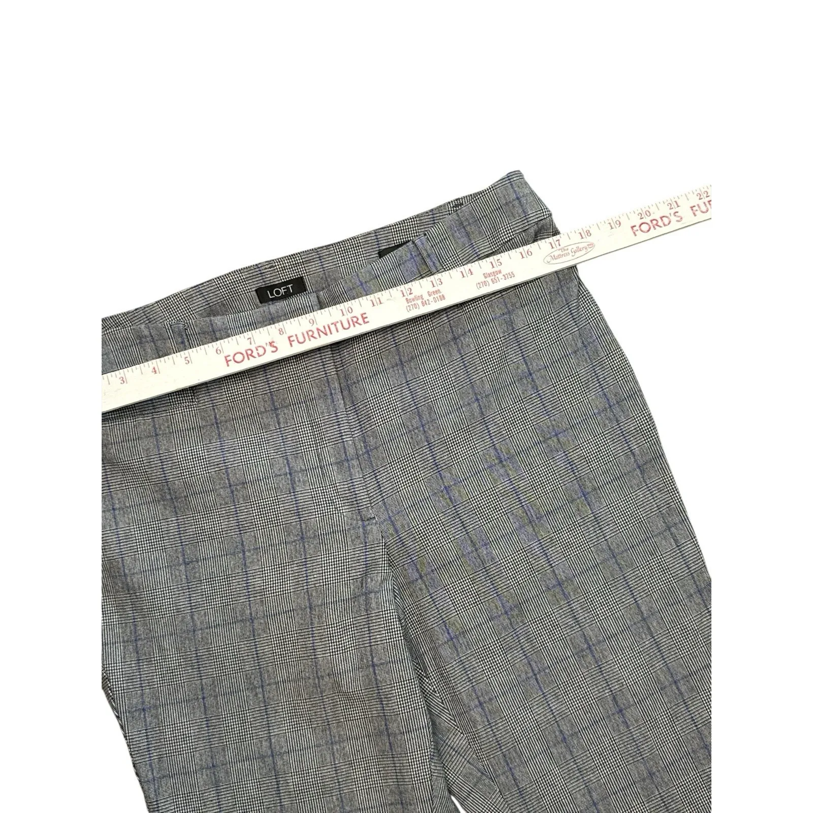 LOFT Curvy Skinny Pants Size 12 High Waist Blue Black White Houndstooth Plaid - Image 2