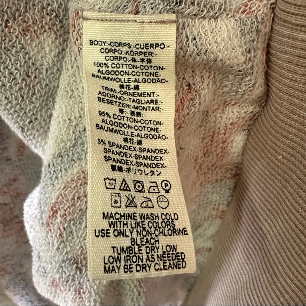 Free People Go On Get Floral Multicolor Oversized Crewneck Sweatshirt Tan Red - Image 5