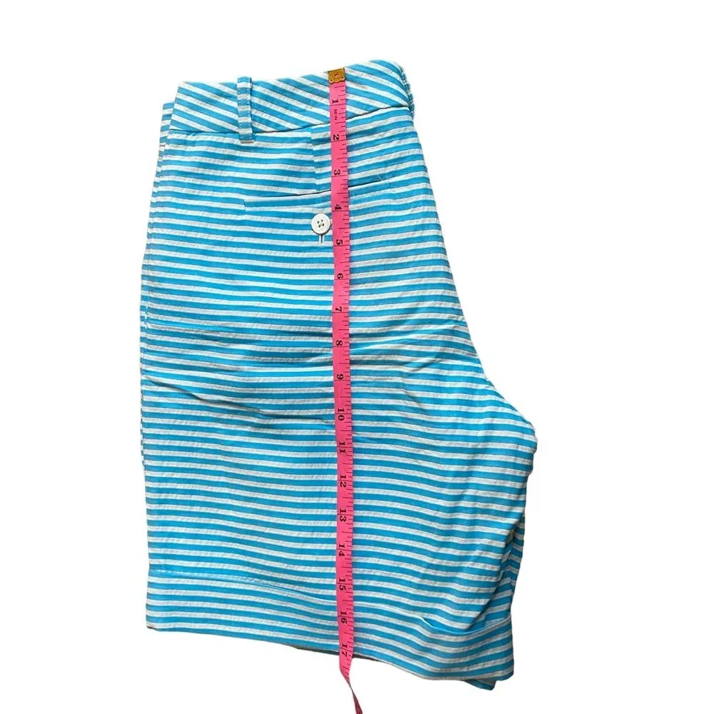 Brooks Brothers Seersucker Short Size 4 Aqua Blue and White Stripe 100% Cotton‎ - Image 8