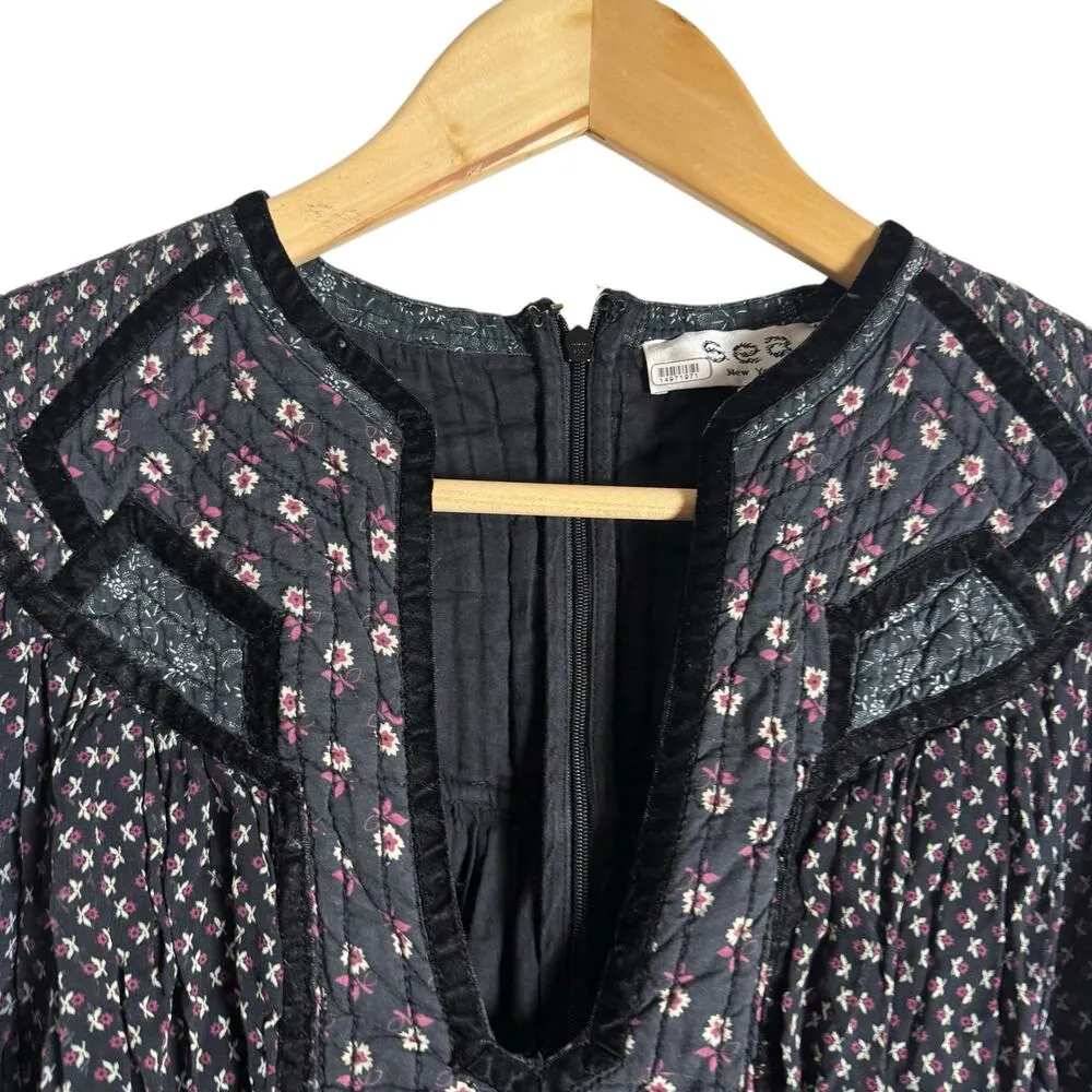 SEA Alani Black Floral Print Chiffon Long Sleeve V - Image 8