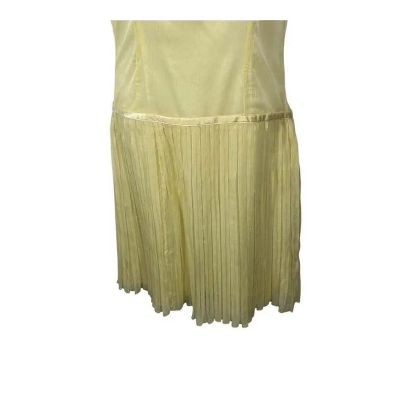 WD.NY Yellow Silk 20s Inspired Sleeveless Flapper Midi Dress Size 8 - Image 6