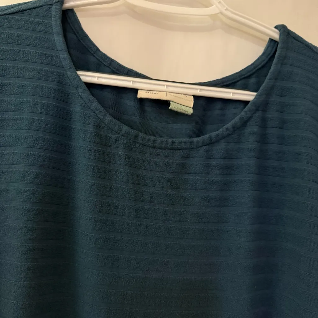 ANTHROPOLOGIE SATURDAY SUNDAY Teal Shawna Hacci Pullover Top Size S Blue - Image 11