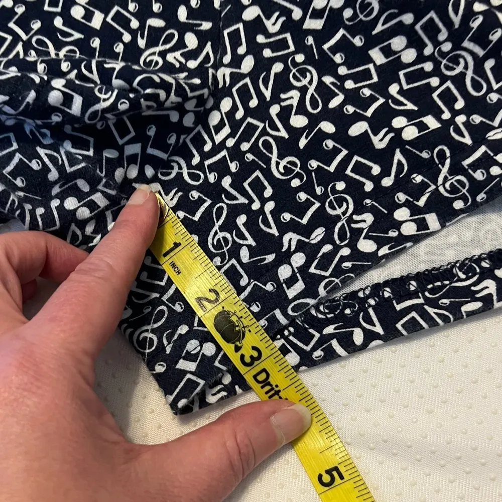 Soffe Music Note Print Combed Cotton Shorts Juniors Size Large Blue White - Image 4