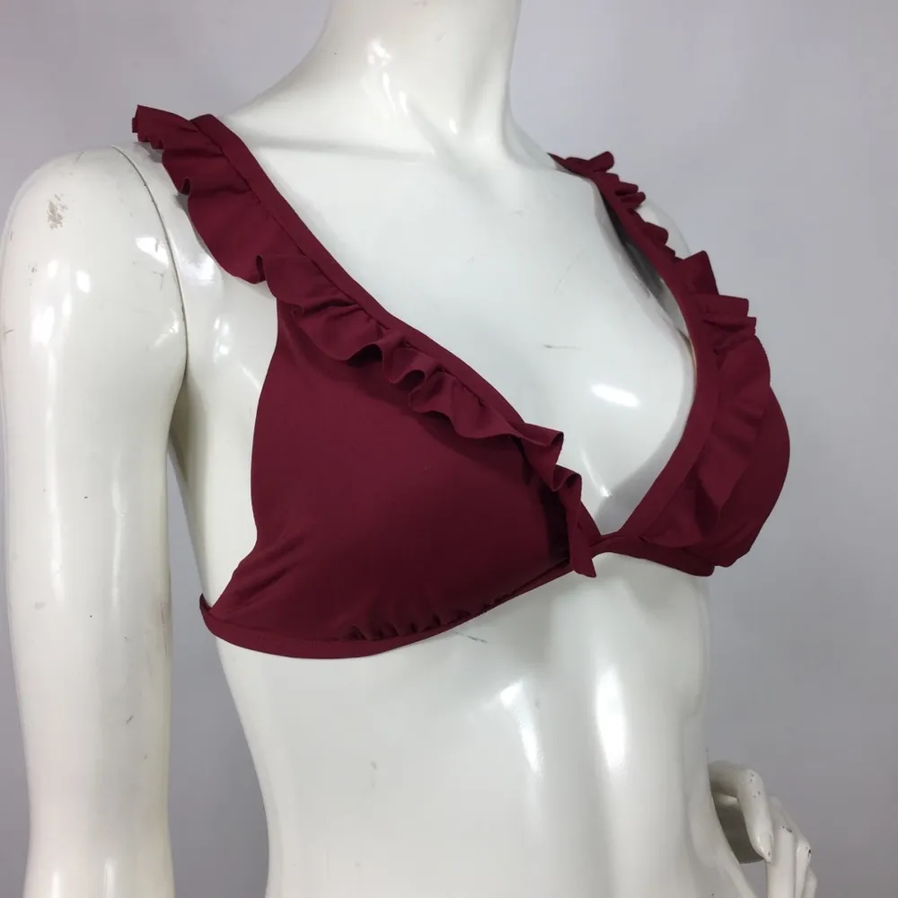 Chelsea28 Ruffle Triangle Cross Back Bikini Top - Image 4