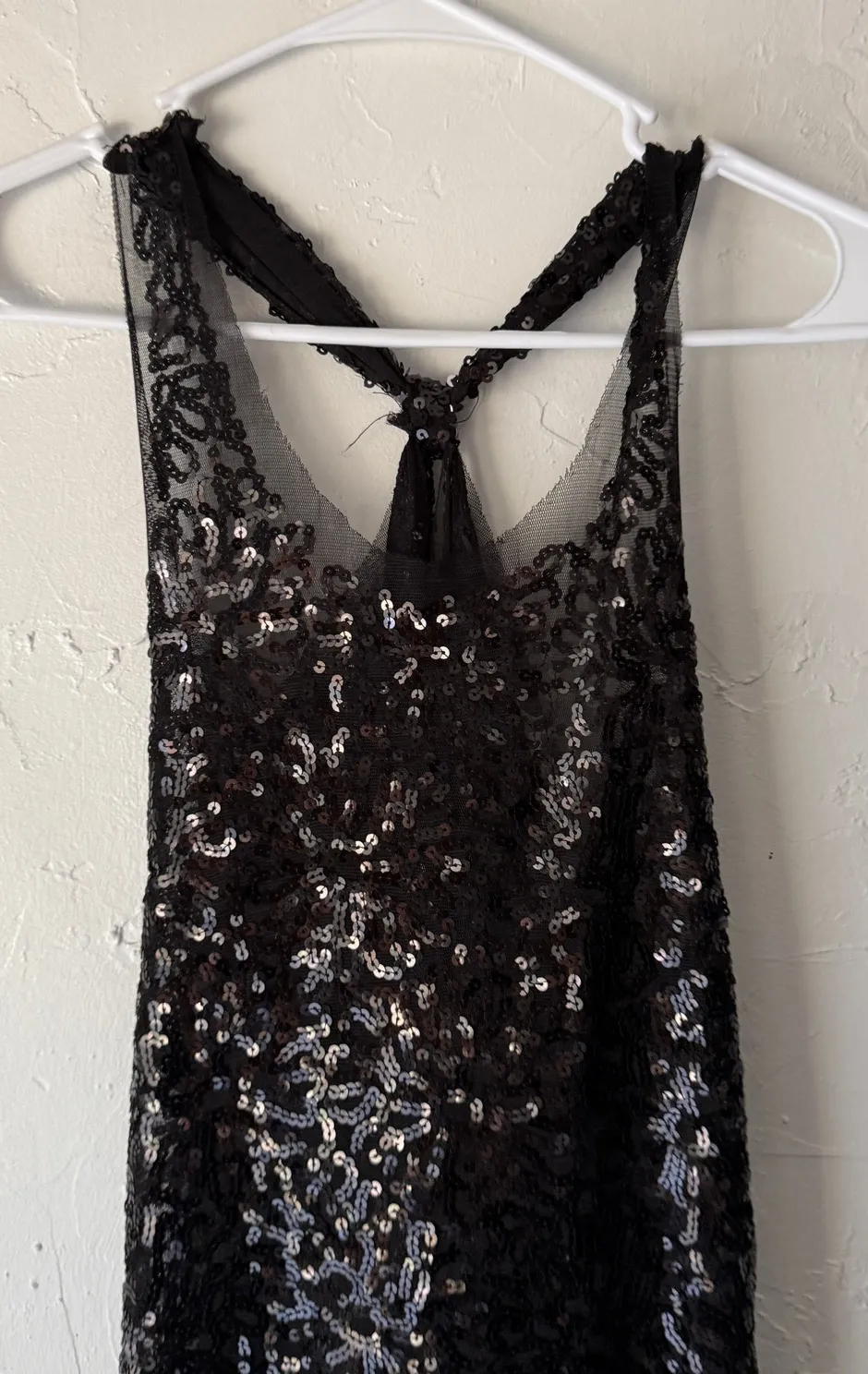 Wildcat Black Sequin‎ Tank Top L Y2K Fairy Grunge Mesh Going Out Top Size L - Image 2