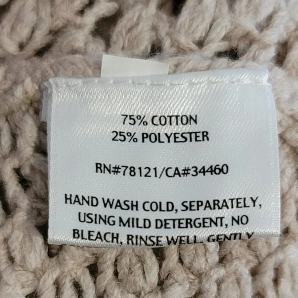 Eileen Fisher Open Weave Shawl Collar Cardigan Oatmeal Large - Image 4