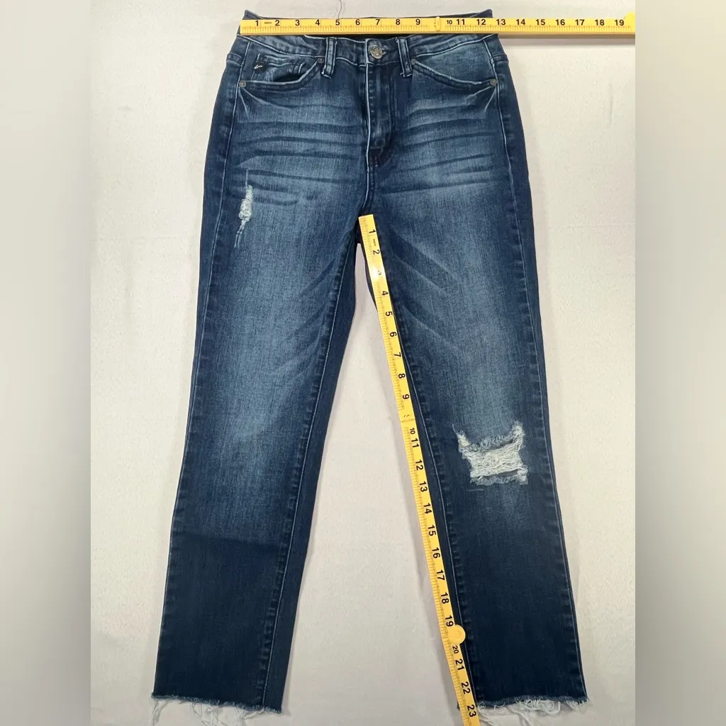 KanCan KC5019D High Rise Distressed Straight Denim Raw Hem Jeans Size 26 - Image 10
