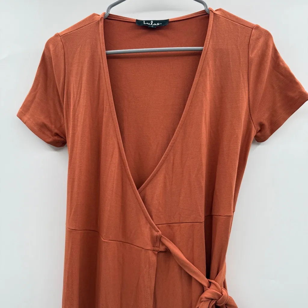 Lulus Evolve Rust Orange Short Sleeve Wrap Maxi Dress‎ Sz S - Image 4