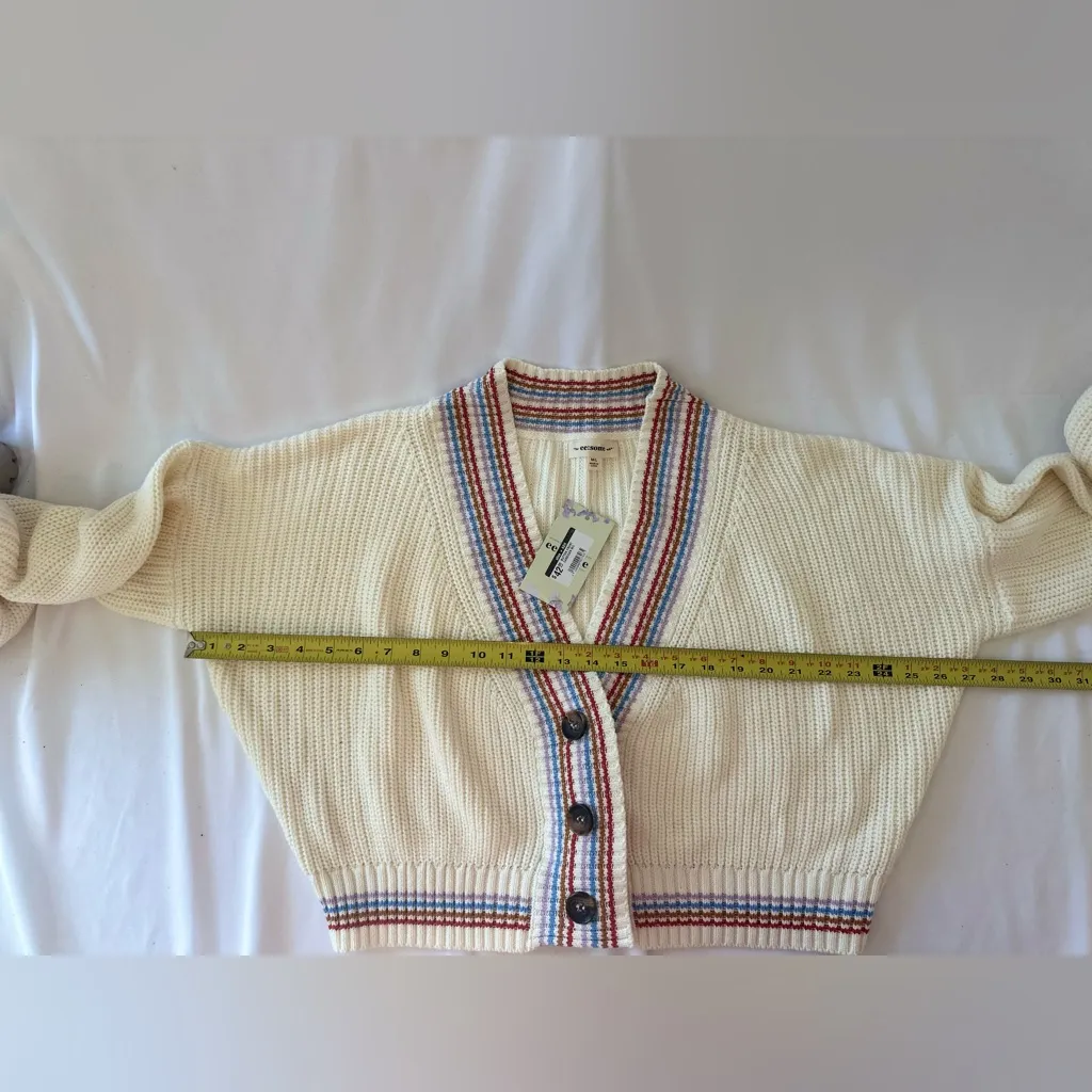Eesome Cream Cardigan with Multicolor Stripes Red Size undefined - Image 6