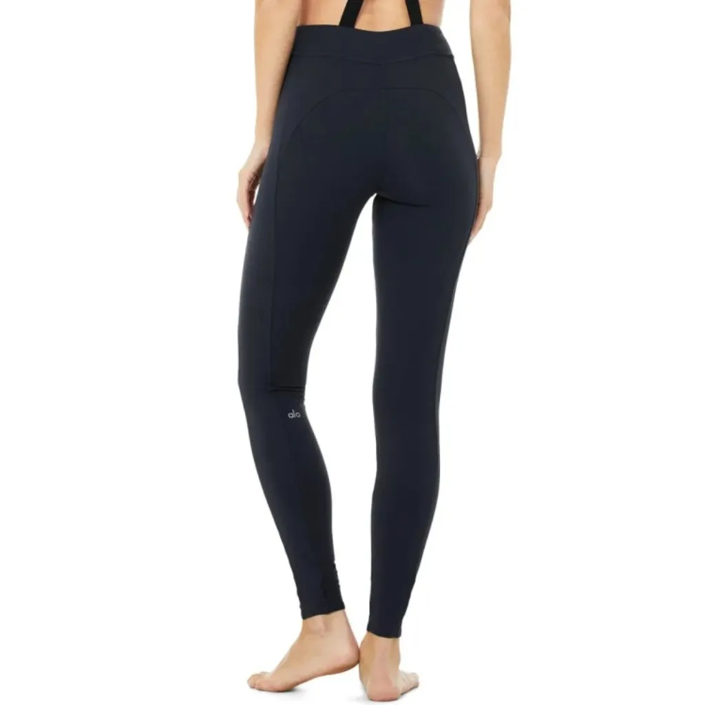 Alo High-Waist Alpine Suspender Leggings Dark Navy Black Overalls Hi-Rise Tights - Image 3