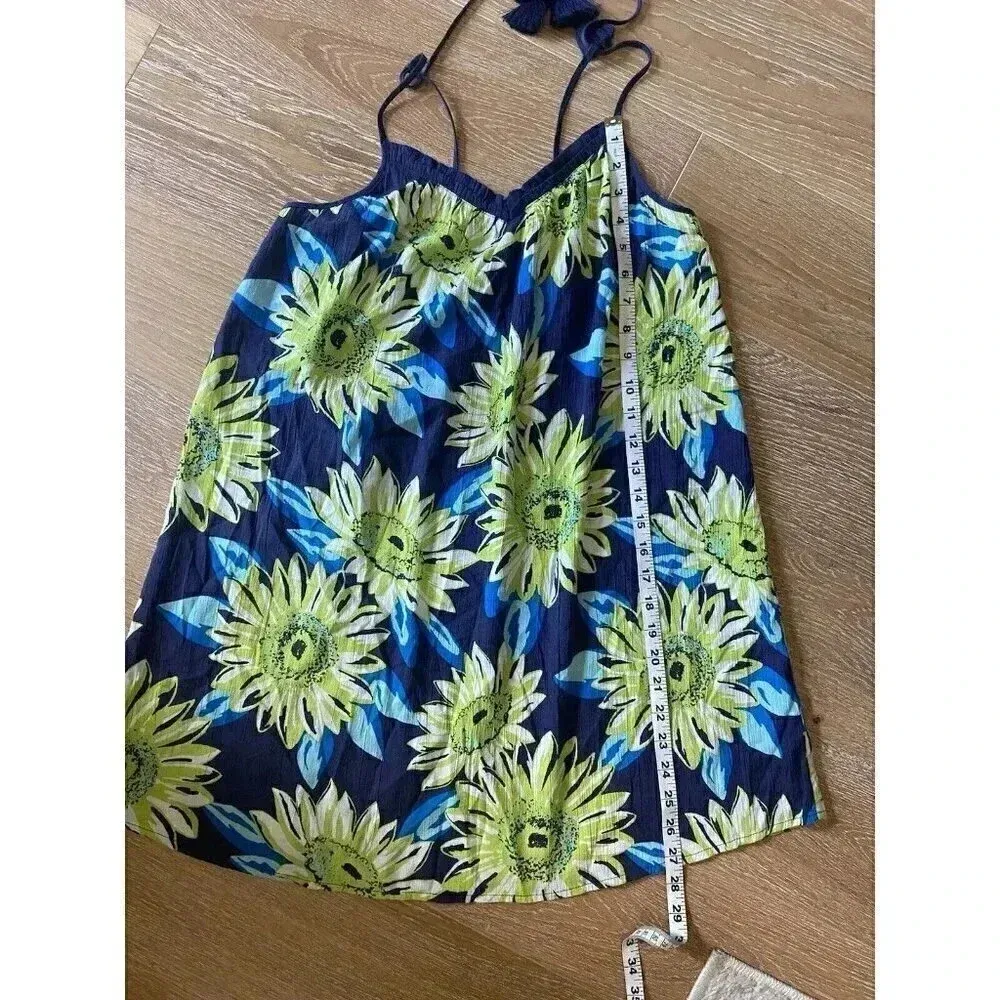 Aerie Gauzy Cotton Floral Tassel Swim Cover Dress Size S Blue Green Boho‎ Beach - Image 6