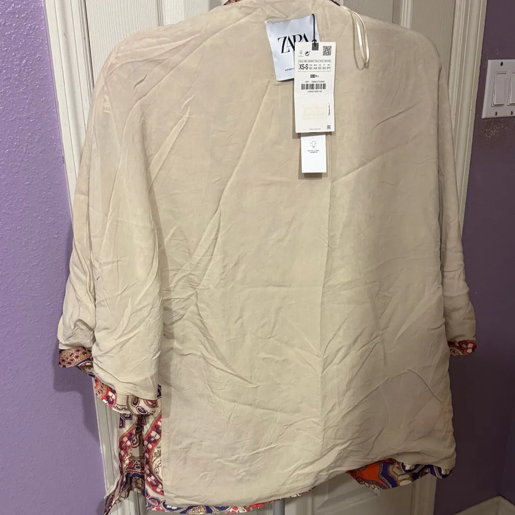 Zara Multicolor Paisley Open Jacket - Image 2