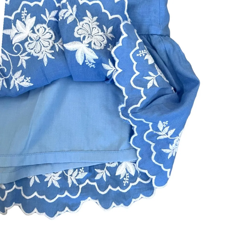 J. Crew Linen Embroidered Mini Skirt Size Small - Image 6