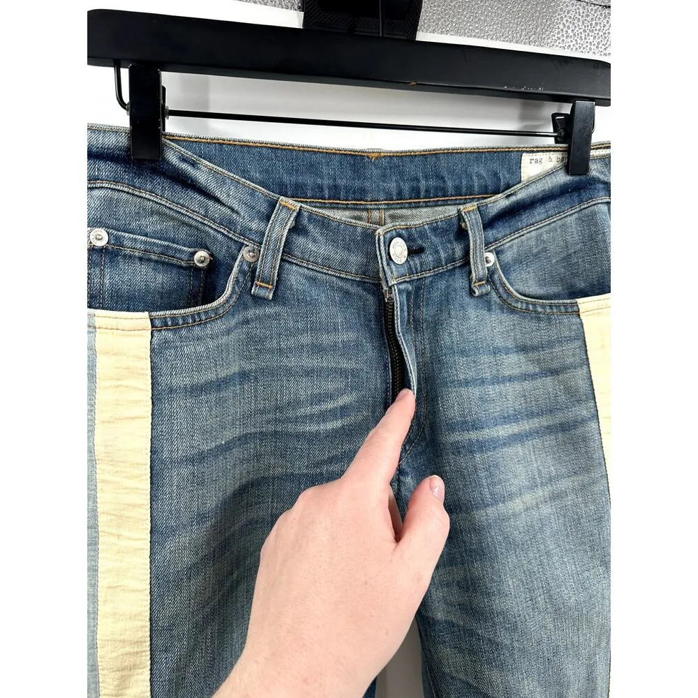 rag & bone The Skinny Racer Relay jeans stripe slim zipper ankle low rise 30 - Image 5