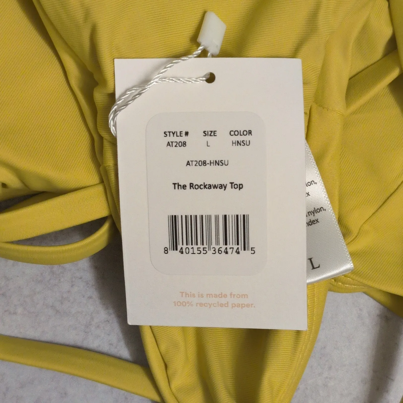 Andie The Rockaway Top Honeysuckle HNSU Eco Bikini Swimwear Bathing Suit L New - Image 8