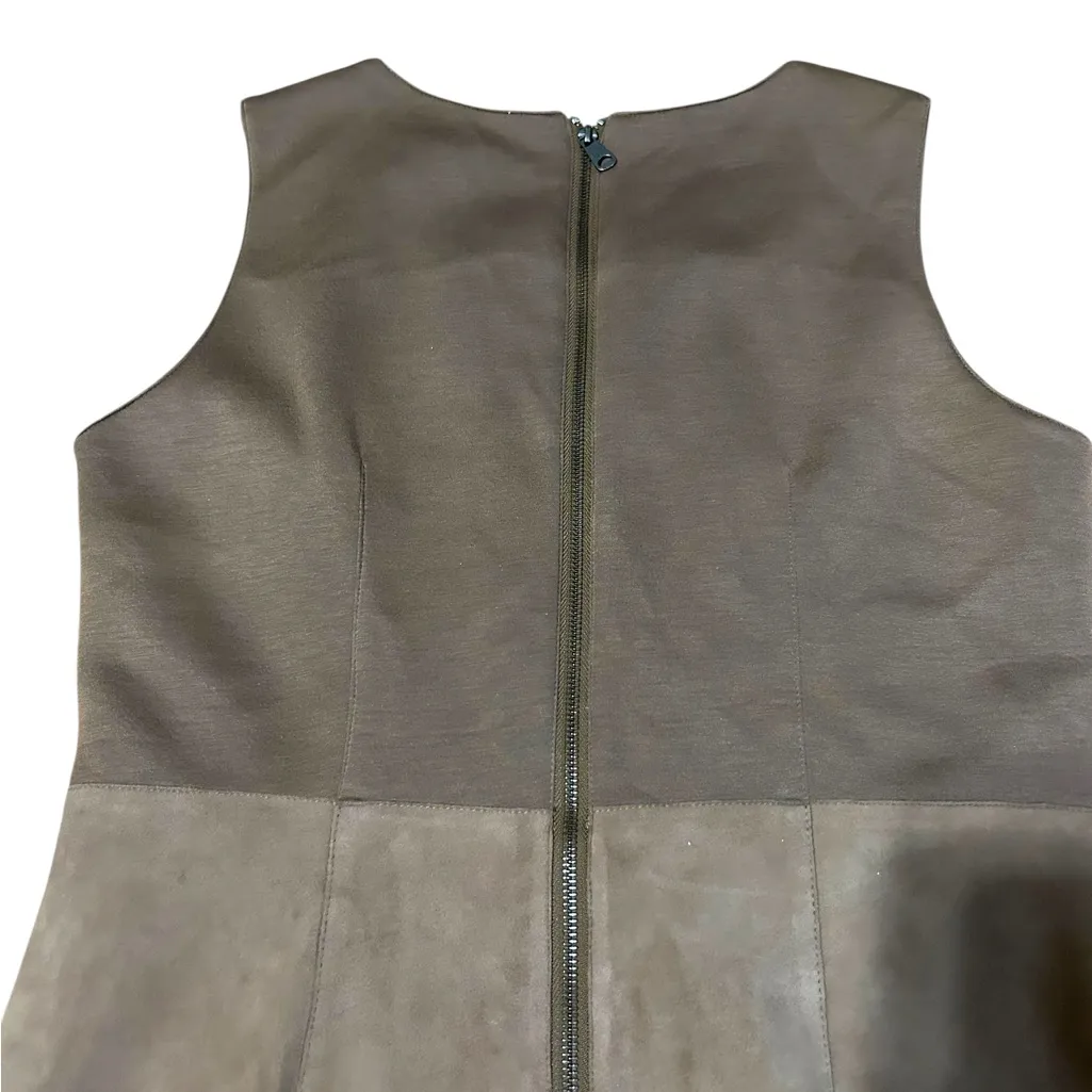 Max Mara Suede Sleeveless Dress Size 14 US Tan Brown - Image 9