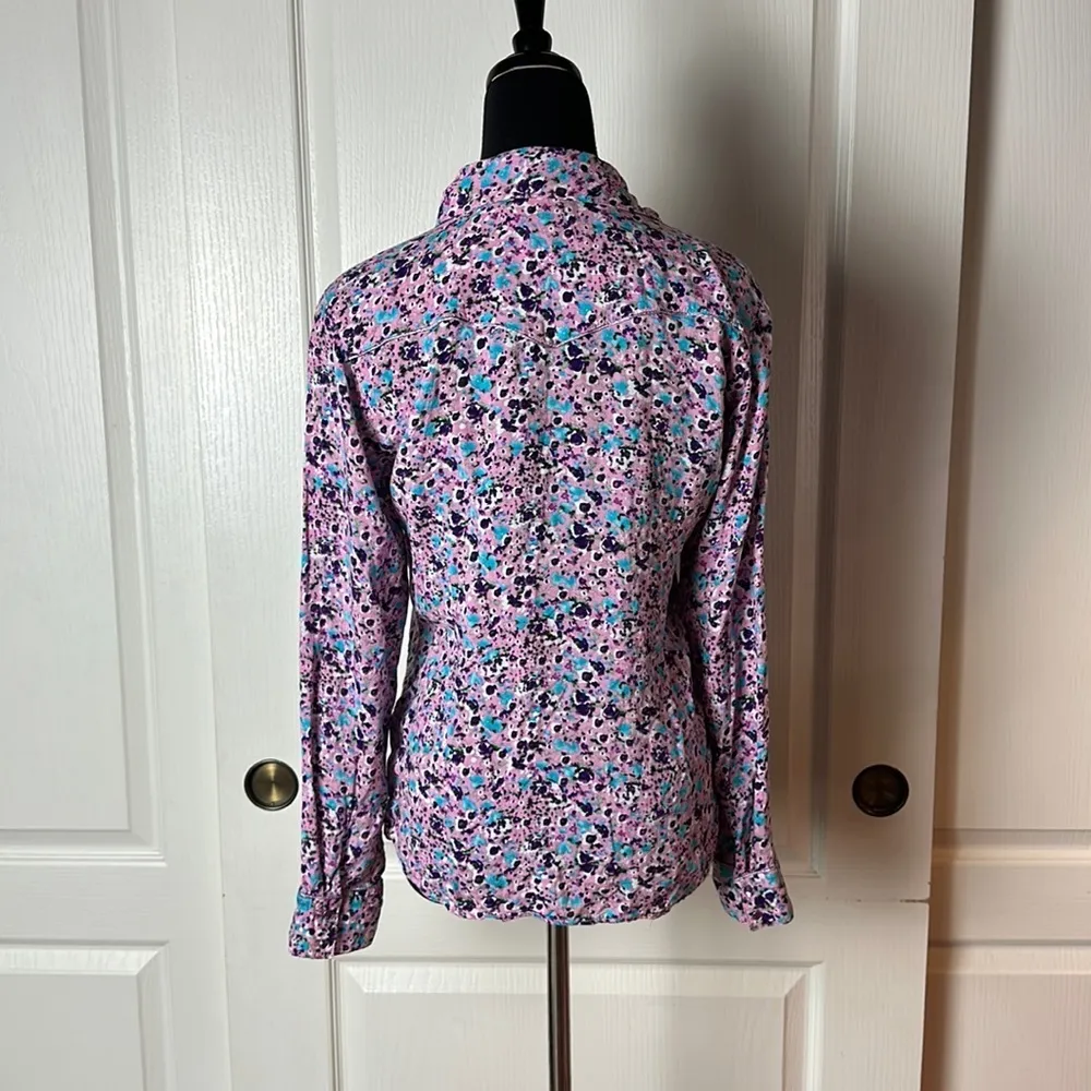 COWGIRL UP PURPLE FLORAL PEARL SNAP WESTERN LONG SLEEVE BLOUSE Size M - Image 2