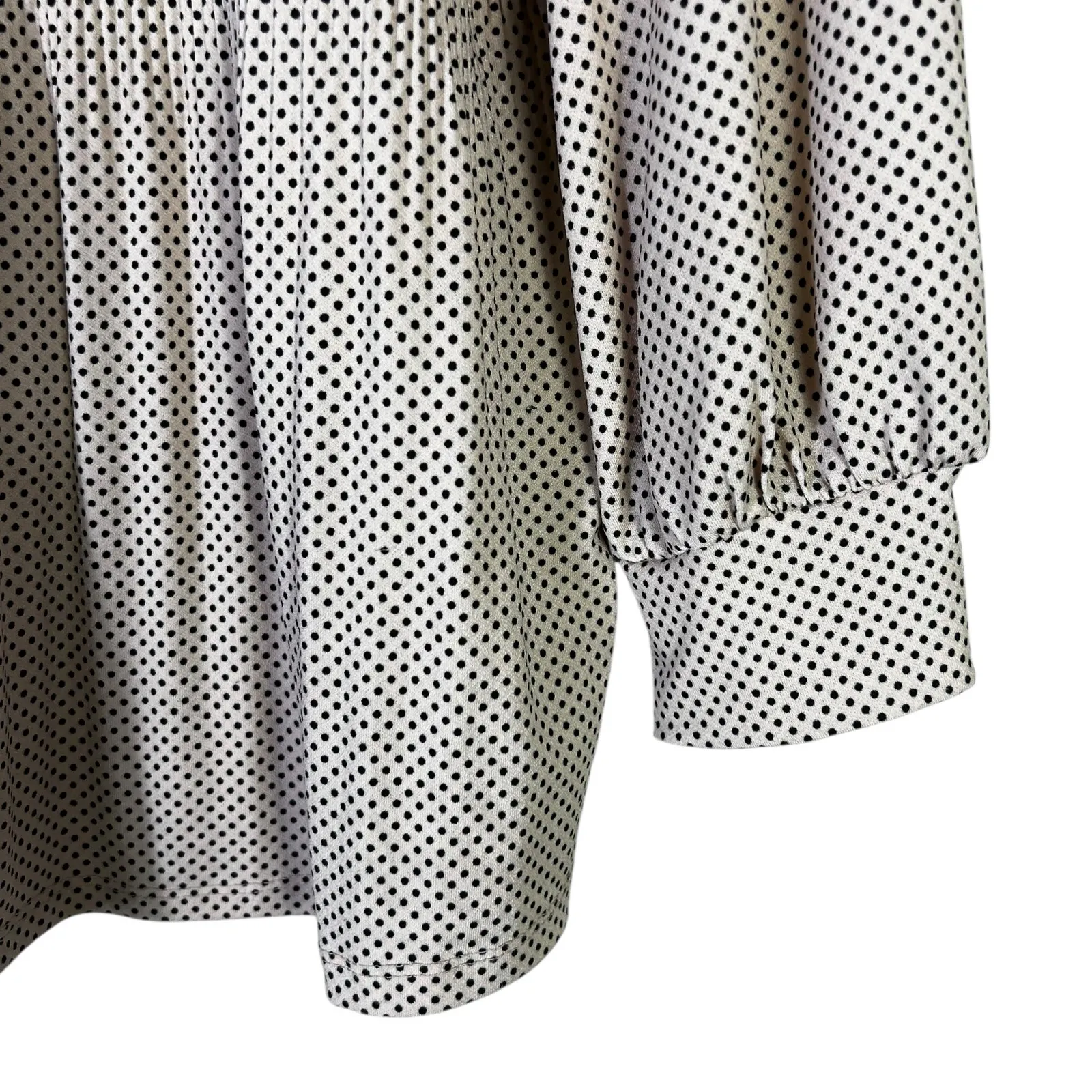 Adrianna Papell Polka Dot Pleated Blouse Womens M Pink Feminine Modest Career - Image 4