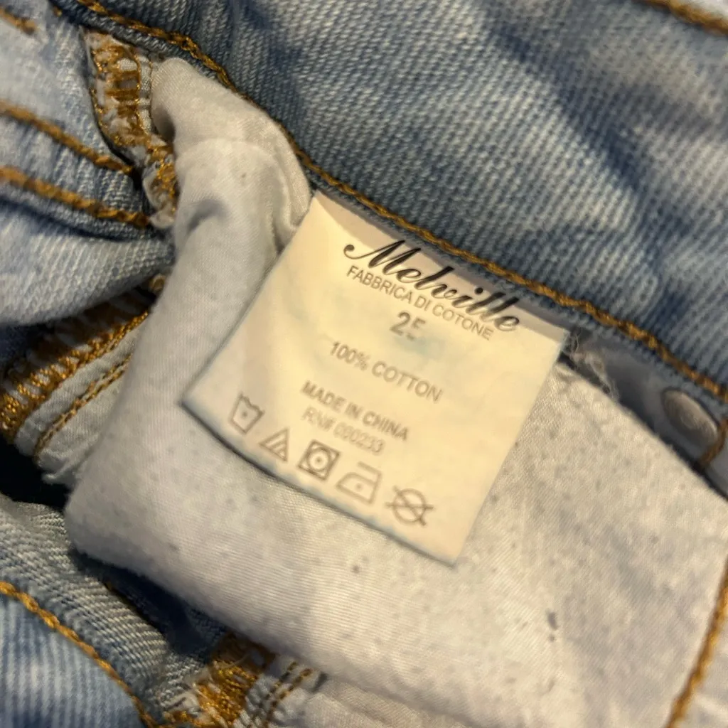 Brandy Melville Light Blue Ripped Jean Shorts - Image 5