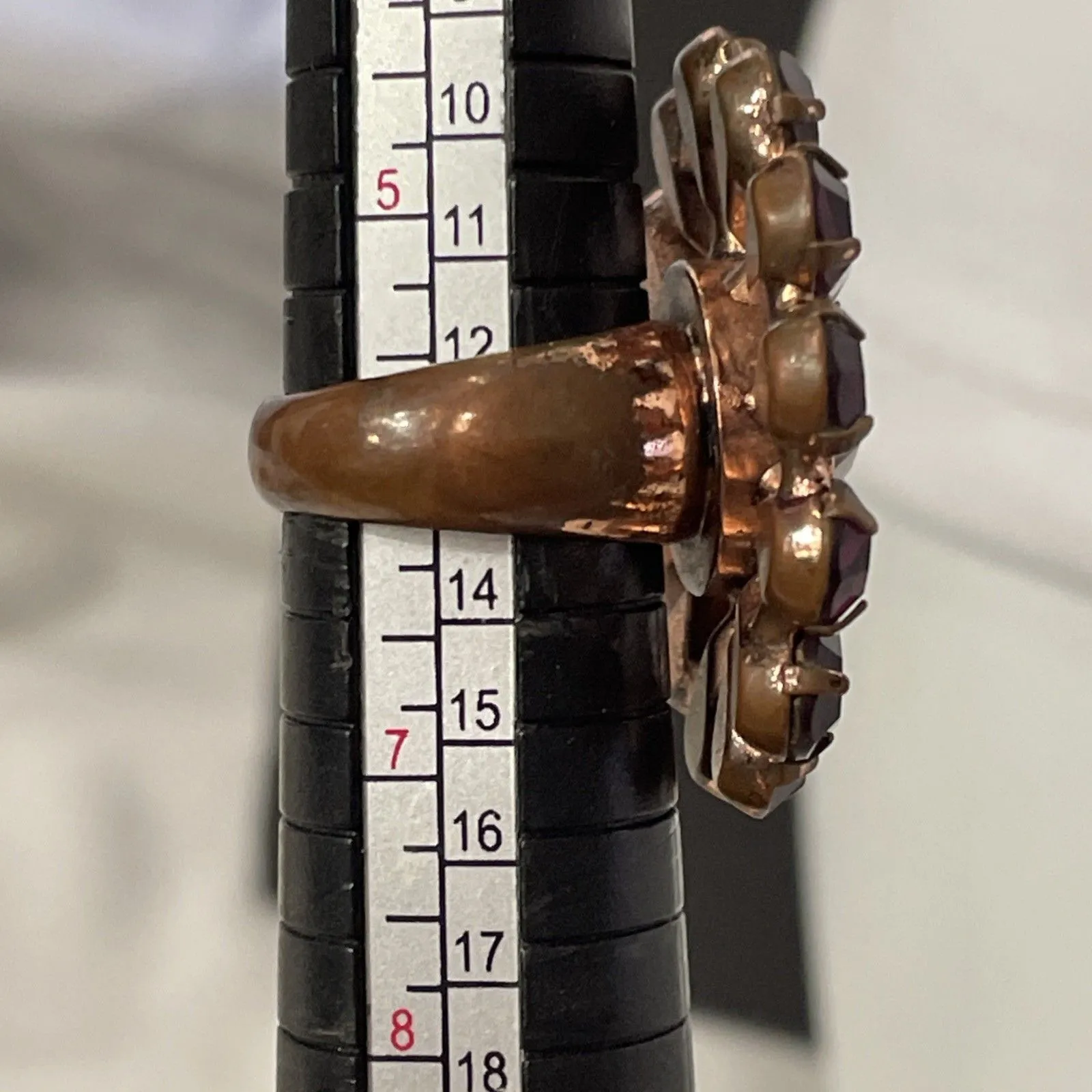 Vintage Coach Flower Ring W/Amethest Colored Stones  READ - Image 4