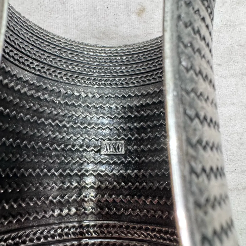 MNG Mango Etched Cuff Bracelet African Indian  Gladiator Boho Statement Piece - Image 7