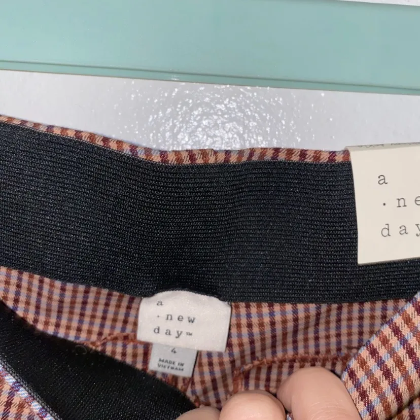 A New Day Plaid Side Zip Skinny Ankle Pant NWT brown plaid 4 - Image 5