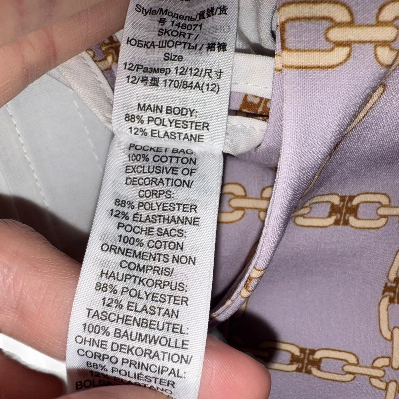 Tory Burch NWT Performance Printed Wrap Skort Dusty Lavender Chain Plaid Size 12 - Image 8