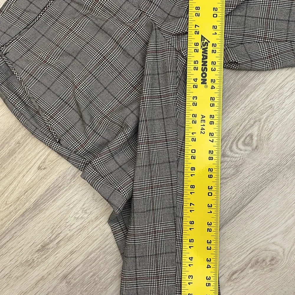 Black, White & Red Dupplin Plaid Print Straight Leg Pants with Side Pockets - Image 11