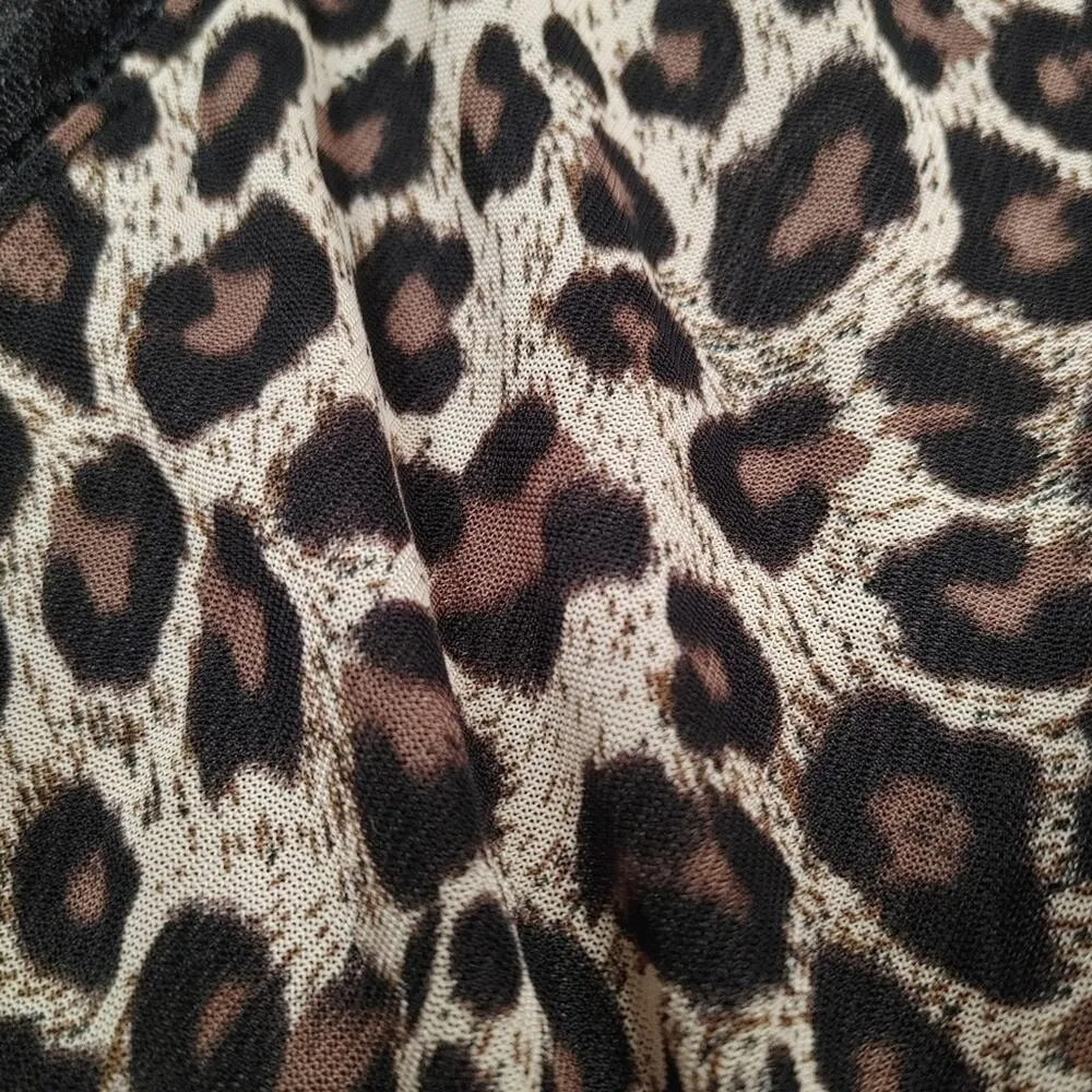 Rampage Intimates Size Large L Cheetah Print Lingerie Black Sexy Sheer Bra Bow - Image 8